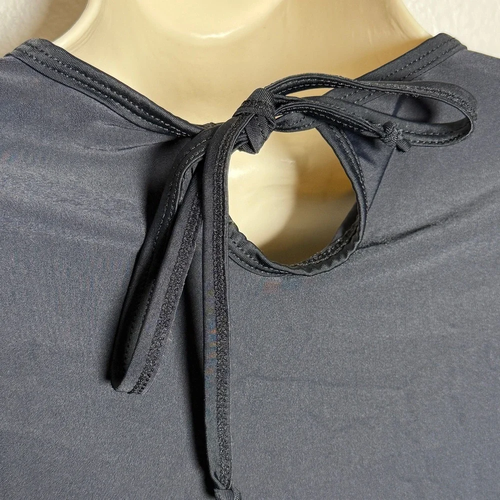 Piha‎ Swimwear Womens Mesh Crop Top 6 Black Swim Top Stretch Smooth
